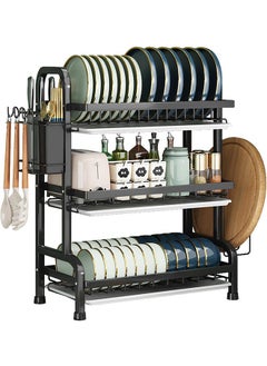 Buy Dish Drying Rack 3 Tier Dish Rack Dish Drainer with Utensil Holder Knife Rack Cutting Board Holder, Large Capacity Dish Drying Stand Dish Rack Rust-Resistant for Kitchen in Saudi Arabia