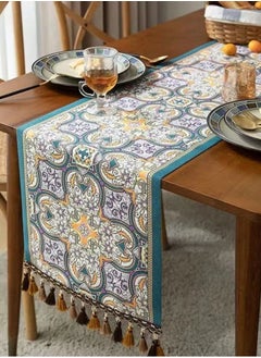 اشتري Ethnic Pattern Embroidery Runner Weave Tassel Tablecloth Table Runner for Coffee Table Dining Table TV Cabinet 180 x 35 Centimeter في الامارات