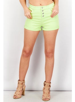 Buy Women High Waist Denim Short, Light Green in Saudi Arabia