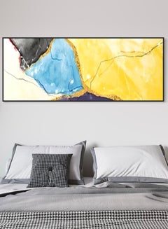 Buy Yellow Gold Blue Abstract Canvas Framed Wall Art in UAE