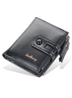اشتري Baellerry Genuine Leather Small Zipper Around Wallets Cash Carteira RFID Wallet For Men Black في السعودية