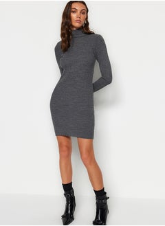 Buy Anthracite Mini Knitwear Accessory Detailed Dress TWOAW23EL01389 in Egypt