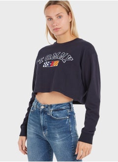 Buy Crew Neck Logo Crop Sweatshirt in Saudi Arabia