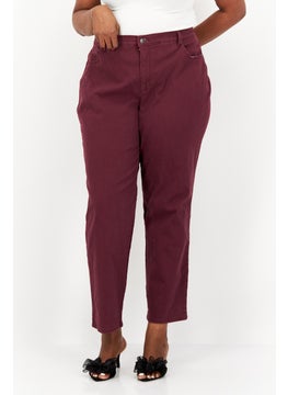 اشتري Women Plus Size Washed Denim Jeans, Maroon في السعودية