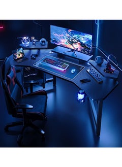 Buy Aircraft Gaming Desk with Double-Sided Storage, Carbon Fiber Frame, Desktop Computer and Workbench Table 160 cm in UAE