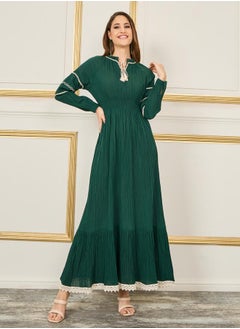 Buy Embroidered Trim Tie-Up Neck Maxi Dress in Saudi Arabia