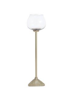 اشتري Waltz Candle Holder, Clear & Gold - 13.5x51 cm في الامارات