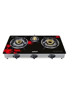 اشتري 3 Burner Gas Cooker SF5326GC Black/Red في السعودية