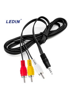 Buy 3.5mm to 3 RCA Male Plug to RCA Stereo Audio Video Male AUX Cable, 3.5 mm to RCA AV Camcorder Video Cable (Not Work with Gaming Unit) in UAE