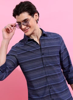 Buy Striped Slim Fit Casual Shirt with Pocket in Saudi Arabia