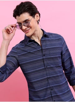 Buy Striped Slim Fit Casual Shirt with Pocket in Saudi Arabia