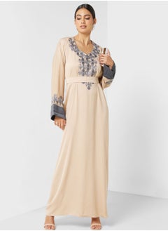 اشتري Embroidered Belted Jalabiya في السعودية