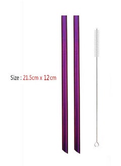 Buy 2pcs Reusable Extra Wide Straw Stainless Steel Drinking Straw For Smoothies Tapioca Pearls Milk Bubble Tea with Cleaner Brush in Saudi Arabia