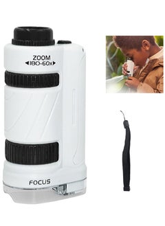 اشتري Mini Pocket Childen Microscope Kit, 60x to 180x Educational Portable Laboratory Microscope Toy With LED Light for Kids Science Experiment Utensils في السعودية