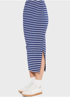 Buy Striped Side Slit Skirt in UAE