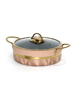 Buy 2- Pieces Aluminum cooking pot with a perfect design, 24 cm, cream/gold in Saudi Arabia