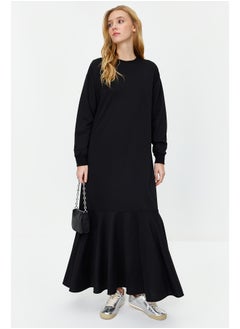 Buy Black Crew Neck Flounce Knitted Dress TCTSS22EB0219 in Egypt