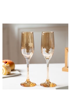 Buy 6 Pcs Glasses Champagne Glasses Elegant Designed Hand Blown Lead Free Cups 200ml in UAE