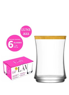 Buy 6 Piece Lune 355 Glass Golden Rim Elegant Design 7.5 oz-Clear in Egypt