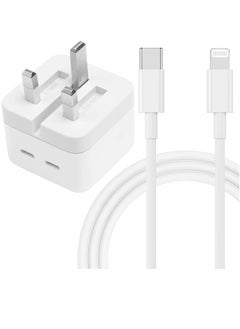 Buy "Fast Charger – 35W PD USB-C Dual Port Wall Charger with 3FT USB-C Cable, 2 USB-C Charging Ports, Compatible with iPhone 14/14 Plus/14 Pro/14 Pro Max and More" in UAE