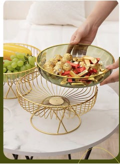 Buy Fruit Basket Fruit Plate, Kitchen Counter Living Room Vegetable Fruit Bread Dried Fruit Candy Snack Storage Basket, Removable Metal Tray, Large Capacity in Saudi Arabia