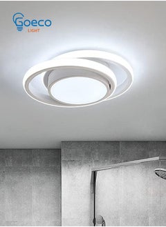 Buy LED Aluminium Ceiling Light Double Round 32W 27*22*6cm White 220V Colour Temperature 6500K in UAE