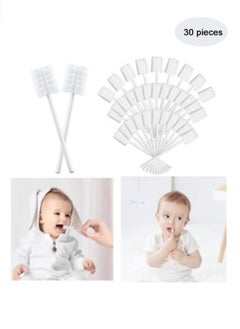 Buy 30-Pack Disposable Baby Toothbrush Tongue Cleaning Gauze Toothbrush Baby Oral Cleaning Stick Dental Care in Saudi Arabia