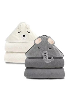 Buy 2 Pack Bamboo Hooded Baby Towel Organic Bamboo Bath Towel for Toddler Soft and Super Absorbent Washcloth Machine Washable Towel Keeps Your Baby Warm Cosy in Saudi Arabia