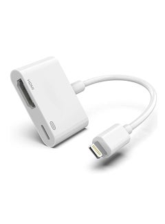 Buy Lightning Digital AV Adapter Apple MFi Certified Lightning to HDMI Adapter HDMI Cable Connector 1080P Sync Screen to TV/HDTV/Monitor/Projector Compatible with iPhone iPad - Need Charging Power - White in UAE
