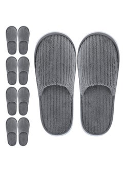 Buy Disposable Slippers, 5 Pairs Closed Toe Spa Slippers Coral Fleece Washable Home Slippers for Women Men Guests Hotels House Slippers Housewarming Party Indoors Bathroom Traveling (Gray) in UAE