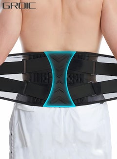 اشتري Back Brace for Lower Back Pain Relief with 11 Metal Plates Supports, Adjustable Back Support Belt for Weight lifting, Sports, Gym, Work, Back Pain Relief,Scoliosis - Large في الامارات