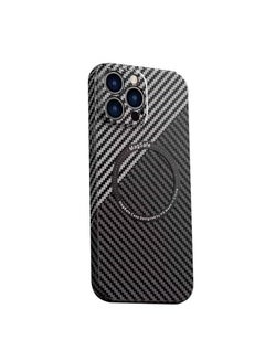 Buy iPhone 15 Pro Max Case Compatible With MagSafe Support Wireless Charging Ultra Thin Slim Shockproof Carbon Fiber Texture Plastic Hard Back Phone Accessories Cover iphone 15 Pro Max in UAE