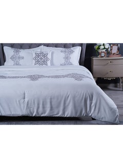 Buy Stacy 4-piece Comforter Set 240x260cm-white & Light Grey in UAE