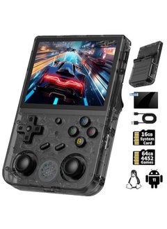 Buy RG353V Retro Handheld Game Console 3.5" IPS Screen Android 11 and Linux System 64G TF Card 4420+ Classic Games RK3566 64bit Game Player Compatible with Bluetooth 4.2 and 5G WiFi（Black Transparent） in Saudi Arabia