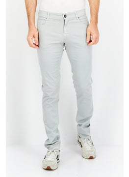 Buy Men Regular Fit Solid Stretchable Jeans, Light Grey in Saudi Arabia