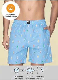 Buy Printed Cotton Boxer Shorts with Elasticated Waistband in Saudi Arabia