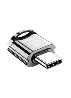 Buy Type-C Android Micro USB mobile phone tablet external transfer TF card reader SD card Mac Book card reader Applicable to type-c interface [silver] HW009 send metal chain in UAE