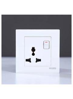 Buy Universal Switched Socket Metal Plate Brushed In White Electrical Switches Sockets Outlets For Home Appliances L3 X W3Cm White in UAE