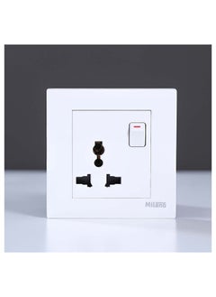 اشتري Universal Switched Socket Metal Plate Brushed In White Electrical Switches Sockets Outlets For Home Appliances L3 X W3Cm White في الامارات