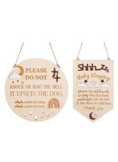 Buy 2 Pcs Baby Sleeping Hanging Sign Plaque 10 Inch Baby Sleeping Door Sign Please Do Not Knock Or Ring Doorbell Sign 3D Round Wooden Door Hanger For Baby Room Nursery Front Door in UAE