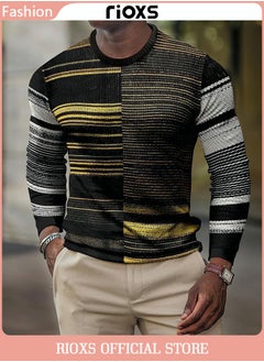 Buy Men's Round Neck Sweater Long Sleeve Sweatshirt Printed Slim Fit Top Shirt in Saudi Arabia