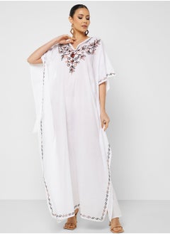 Buy Embroidered V-Neck Kaftan in UAE