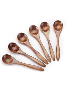 Buy Small Wooden Spoons, 6pcs Teaspoon Teaspoons Serving Utensils For Cooking Condiments Spoon Mini Honey Daily Use in UAE