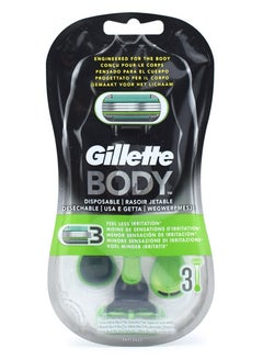Buy Gillette Body Men’S 3 Disposable Razors, 3 Blades in Saudi Arabia