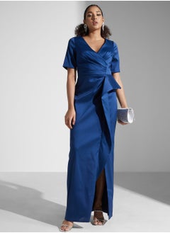 Buy Surplice Neck Ruffle Dress in UAE