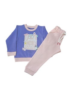 Buy Girls two-piece set, printed pants + sweatshirt in Egypt