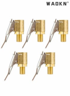 Buy 5 PCS Car Inflation Quick Connect American Style Inflation Nozzle Adapter Brass Tire Air Chuck  Heavy Duty Lock on Tire Inflator Chuck with Clip for Tire Inflator Gauge Compressor Accessories Gold in UAE