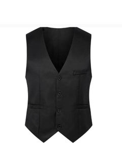 Buy Summer Slim Fit Mens Suit Vest Stylish WaistcoatBlack Black in Saudi Arabia