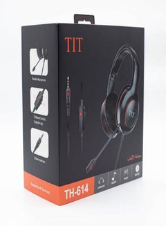 Buy TIT TH-614 Wired Gaming Headphone with Adjustable Mic and In-Line Volume Control Wired Gaming Headset for All Devices with Flexible Microphone and Volume Control in Saudi Arabia