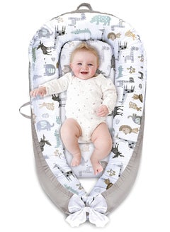 Buy Baby Lounger Baby Nest Co-Sleeping for Baby 0-12M, Newborn Bassinet Mattress with Pillow Soft Breathable Cotton Adjustable Portable Infant Floor Seat for Travel Baby Registry Search (Animal) in Saudi Arabia